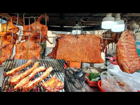 Scenes of Grilling Meat & Selling Until 10PM, Grilled Pork Chicken, Chops Duck & More,l Cambodia's