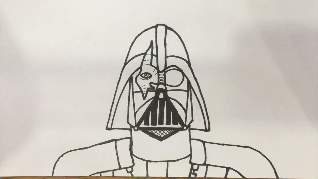 How to draw Darth Vader from Star Wars (Cracked the helmet)( no color ...