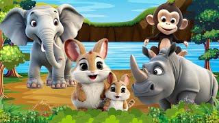 Cute Little Farm Animal Sounds - Elephant, Monkey, Rhinoceros, Hamster - Animal Videos