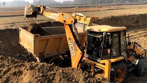 Loading Soil Tripper Dump Video - JCB Machine Loading Soil In Tripper - JCB Dozer Video