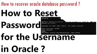 K9. How to recover oracle database password |  How to Reset User Password in Oracle by Ponnam Jay
