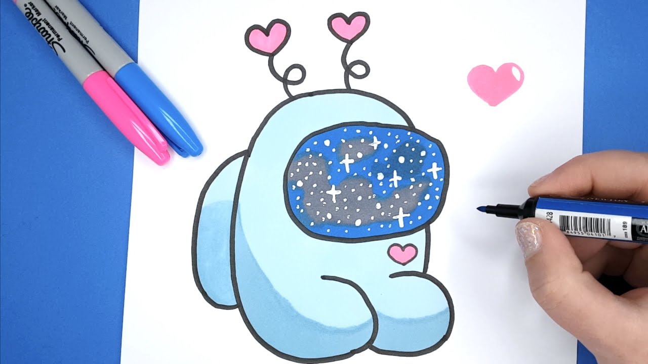 How to Draw CUTE MINI BABY AMONG US GALAXY - Happy Drawings - YouTube