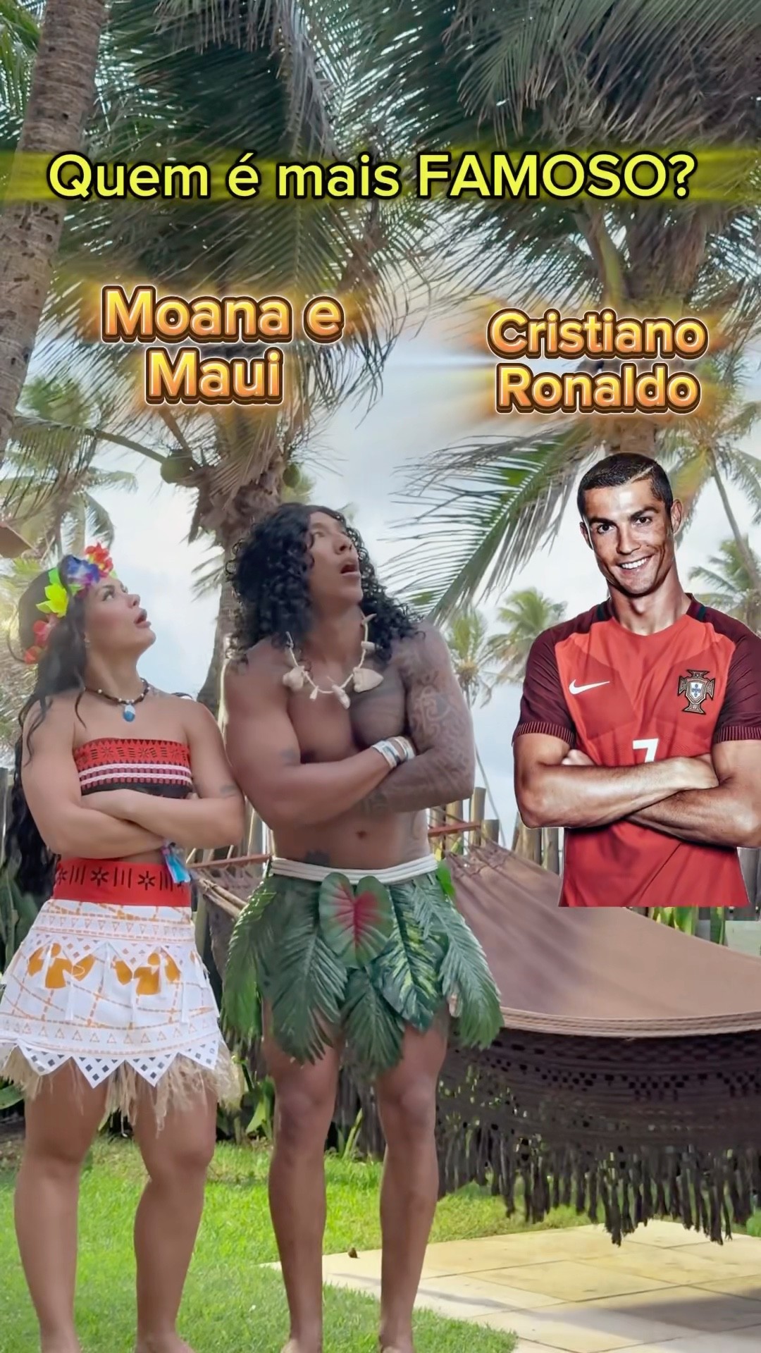 Moana e Maui vs Cristiano Ronaldo!@mayca.brasil #challenge #moana #maui #funnymemes #short #shorts