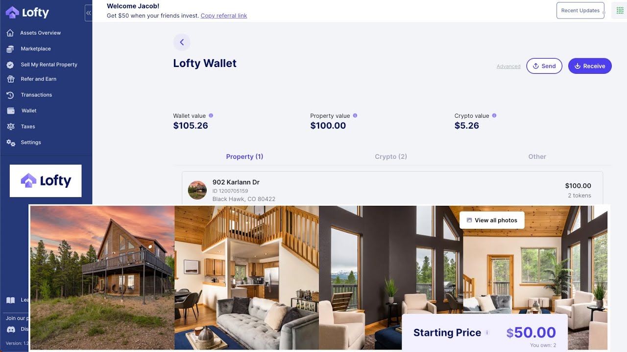 Algorand I purchase real estate in Black Hawk, CO on Lofty.ai using