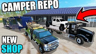 REPOING CAMPERS + CRAZY GUY CHASES US DOWN TO THE REPO SHOP | FARMING SIMULATOR 2017