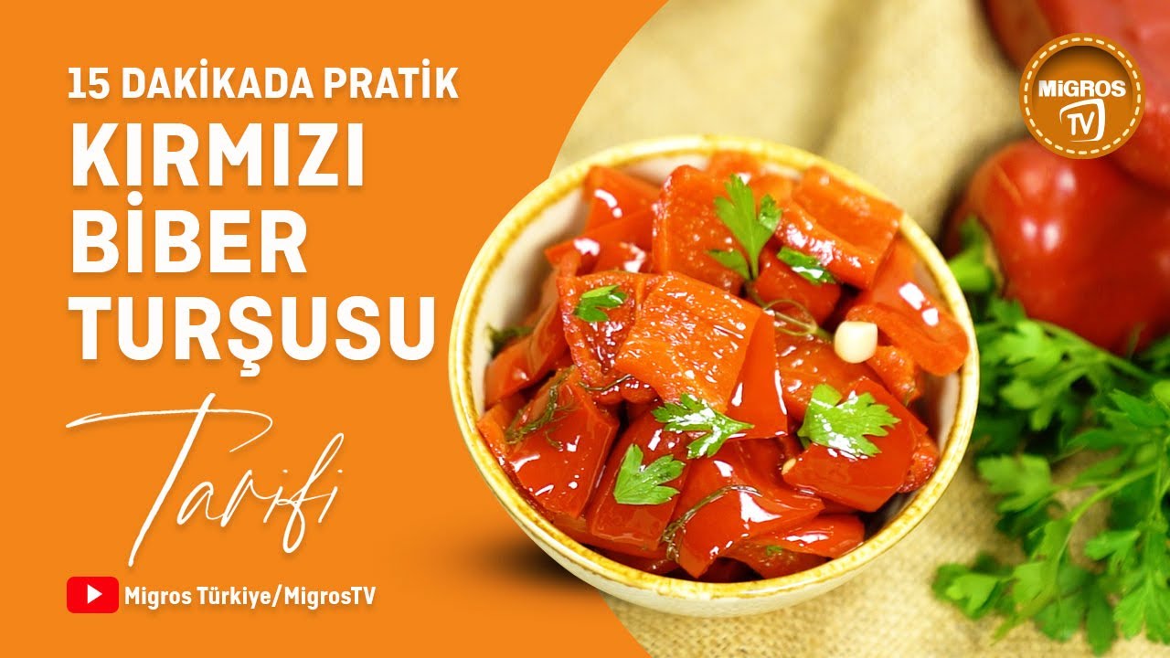 15 Dakikada Hazır Pratik Kırmızı Biber Turşusu