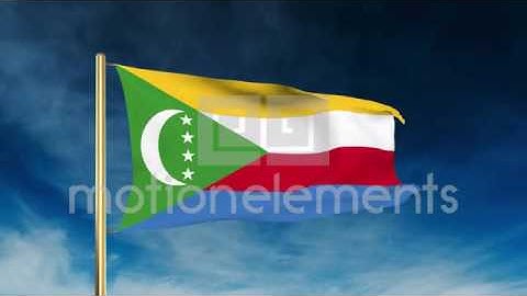 Comoros Flag Slider Style. Waving In The Wind With Cloud Background Animation Stock Animation