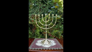 Латунный Подсвечник / Канделябр Менора 7 - свечей / Brass Jewish Candlestick. (В Золотом Цвете)