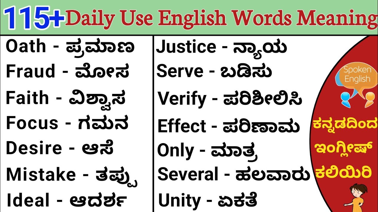 115+ Very interesting English words for daily life/English words with kannada meaning #vocabulary