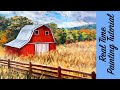 How to Paint an Autumn Barn (REAL TIME ACRYLIC PAINTING TUTORIAL)