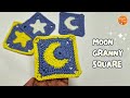 How to crochet a moon granny square pattern  easy step by step granny square crochet tutorial