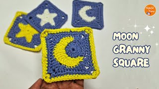 How to Crochet a Moon Granny Square Pattern | Easy Step by Step granny square crochet tutorial by Hopeful Turns 15,052 views 8 months ago 23 minutes