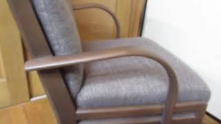 ダイニングチェア(NコレクションC-27M肘NA/DR-BE）肘付き 茶色 ミドルブラウン 椅子 天然木 木製フレーム
