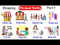 English vocabulary  phrasal verbs about shopping  part 1  phrasal verbs with sentences  learn