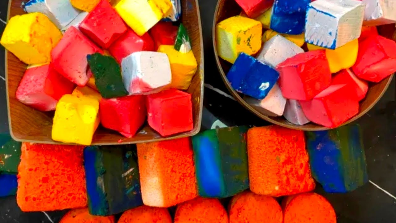 🧡Reformed Pasted Blocks & Colorful Cubes | Crunchy | ASMR | Satisfying by@ASMRgymchalkIndonesia💛