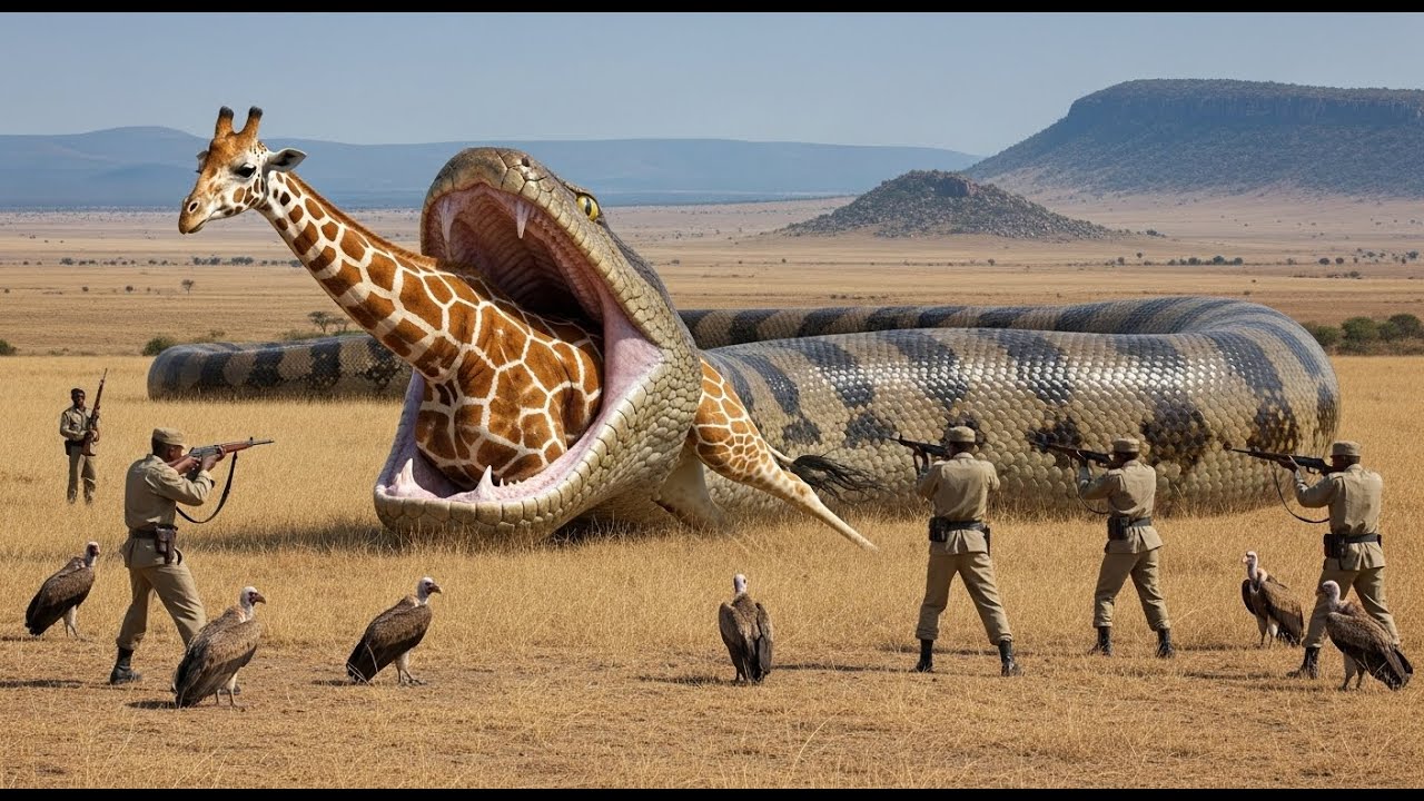 Innocent mother giraffe rescued by rescue team from giant python attack ...