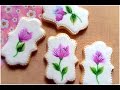 One stroke technique. Spring flower cookies..