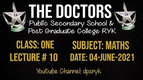 Class One Maths Lecture # 10 [04-June-2021] dpsryk