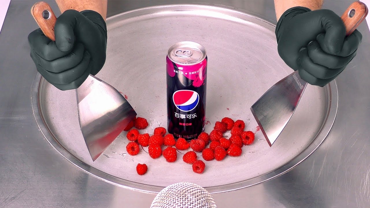 ASMR - Pepsi Raspberry Ice Cream Rolls | how to make Pepsi Cola ...