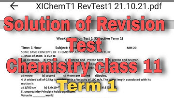 Solution of Revision Test Chemistry Class 11 | PSEB | 21/10/21 | Term 1