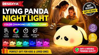 Lying Panda Night Light 🐼✨ | Color Changing LED Touch Lamp | Cute Night Light for Kids screenshot 2