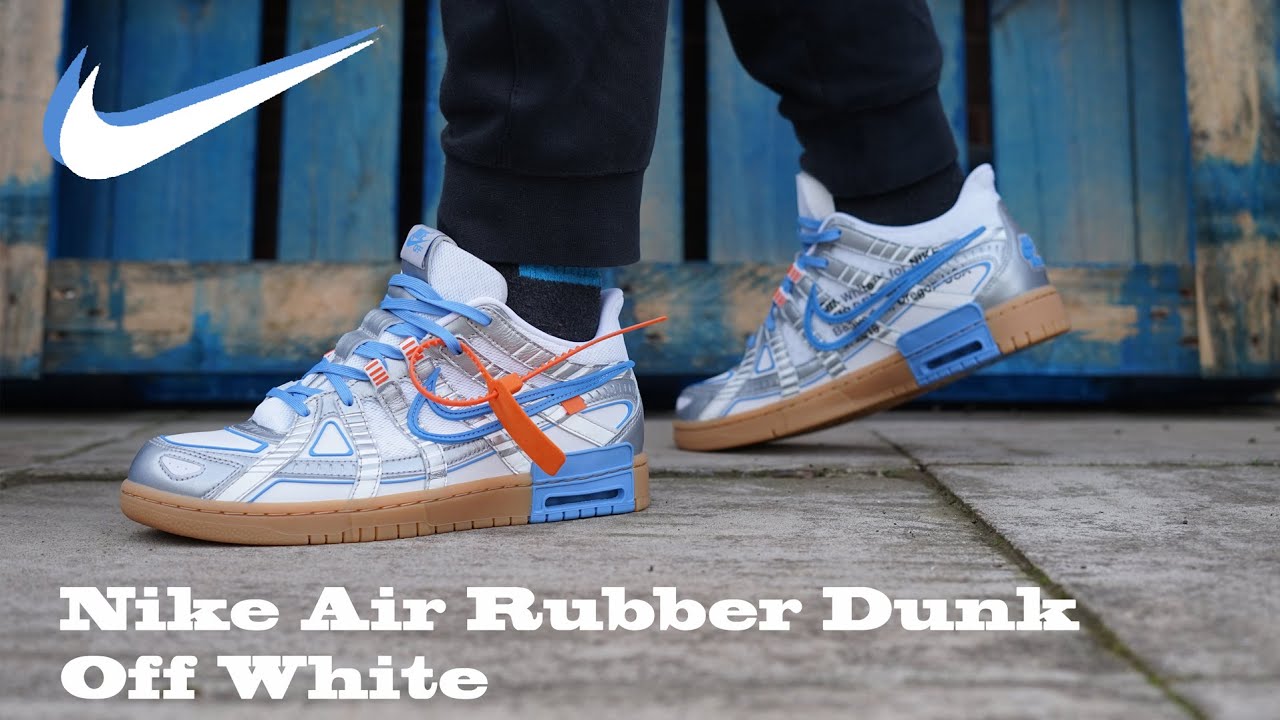 nike off white rubber dunk blue