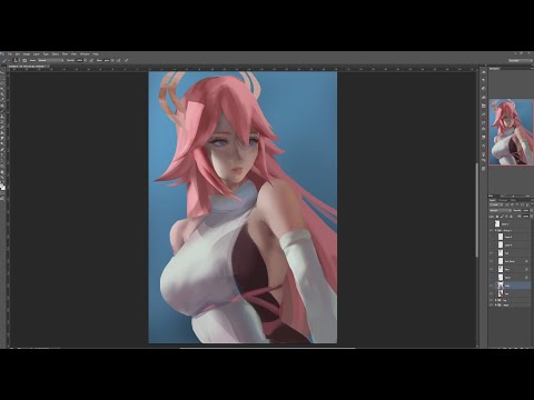 Yae Miko voice over painting process pt1( full will be on patreon)