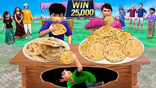 20 Plates Lachha Paratha Eating Challenge Judwaa Cheating Street Food Hindi Kahaniya Hindi Stories