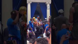 NYC's mayor was spotted celebrating with Karl-Anthony Towns at the Knicks City Hall ceremony #shorts