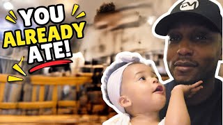 Dad Tries to Eat Dinner but His Daughter Steals Every Bite 😂