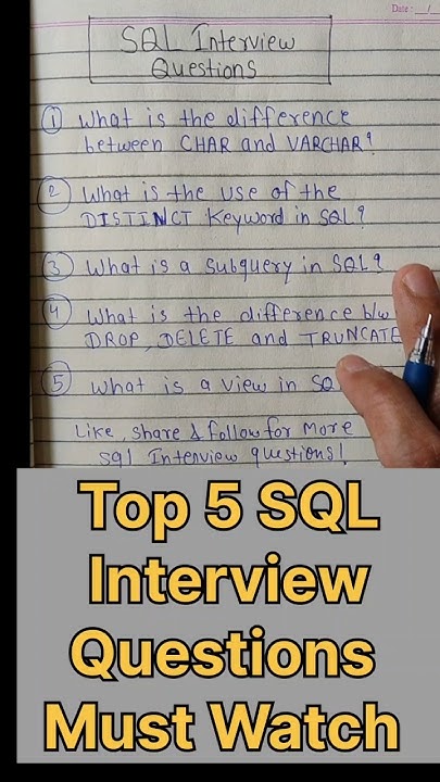 Top SQL Interview Questions | Must-Know for Freshers & Experienced #sql ...