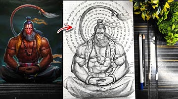 How To Draw Hanuman Ji Full Body, Lord Hanuman Drawing, Step By Step  Outline Tutorial (Grid Method)