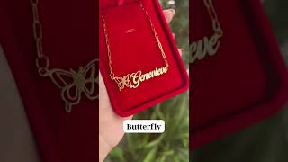 Customized 18k Gold Birth Butterfly Name Necklace