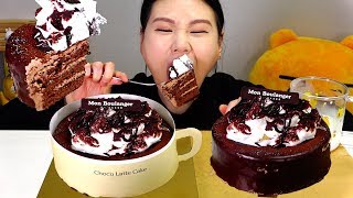 초코 라떼 케이크 한 판 먹방 Mukbang Eating Sound