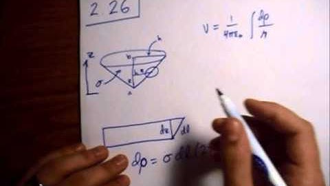 Griffiths Electrodynamics Problem 2.26: Potential Difference for Hollow Cone of Charge