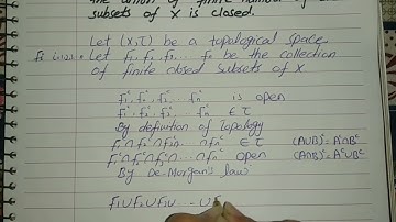 Let (x,t) be a topological space,then the union of finite number of closed subsets of X is closed.