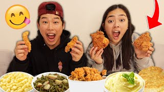 Our First Time Trying Southern Fried Chicken | Zach & Tee Mukbang