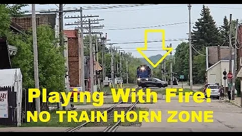 Cars Play With Fire In This No Train Horn Zone! #train #trains #trainvideo #trainhorn