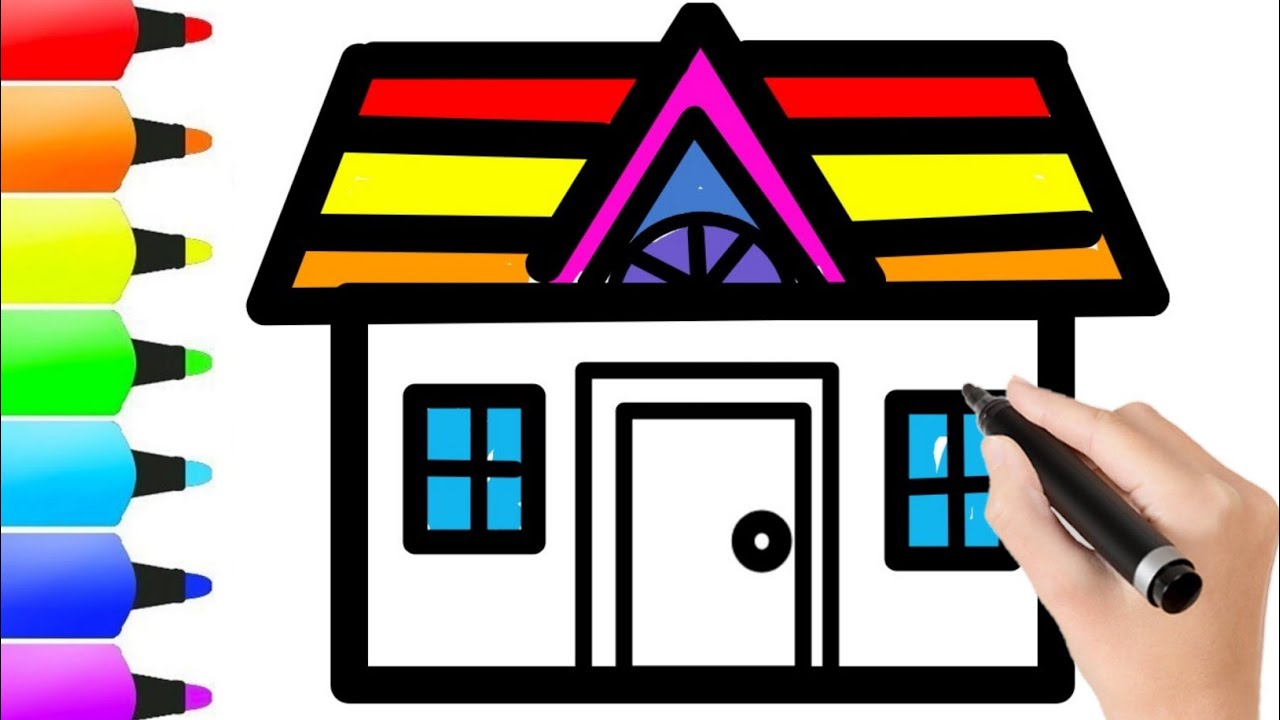 How to draw house easy step by step drawing Easy way house drawing step