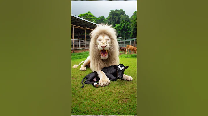 Black cow vs white lion fight for baby #cow #lion #animals #babyanimal #feelings #motherslove