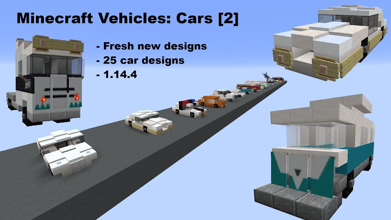 Minecraft Vehicles: Cars [2] | 25 Car Designs - YouTube