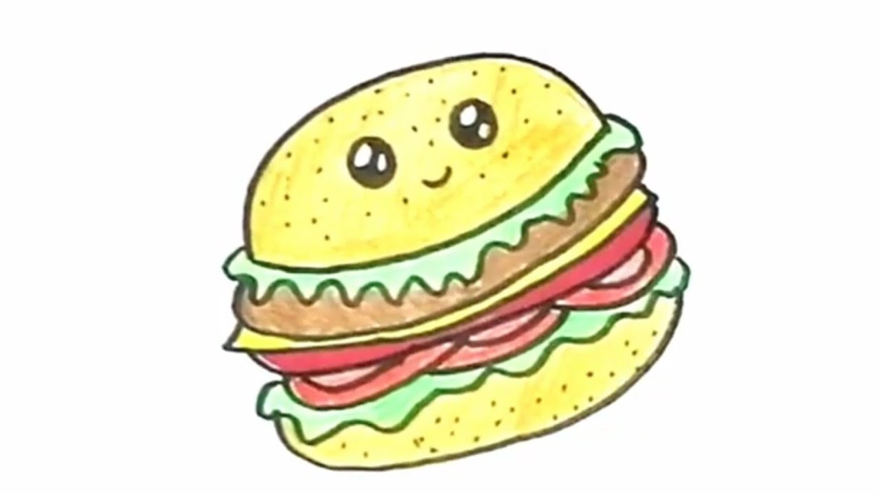 How to draw a cute hamburger | Drawing for kids - YouTube