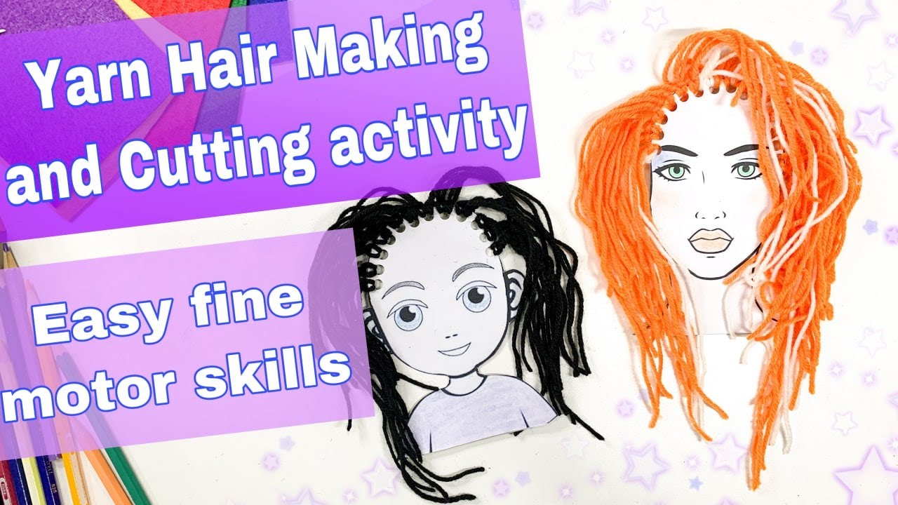 Yarn hair making and cutting activity for kids YouTube