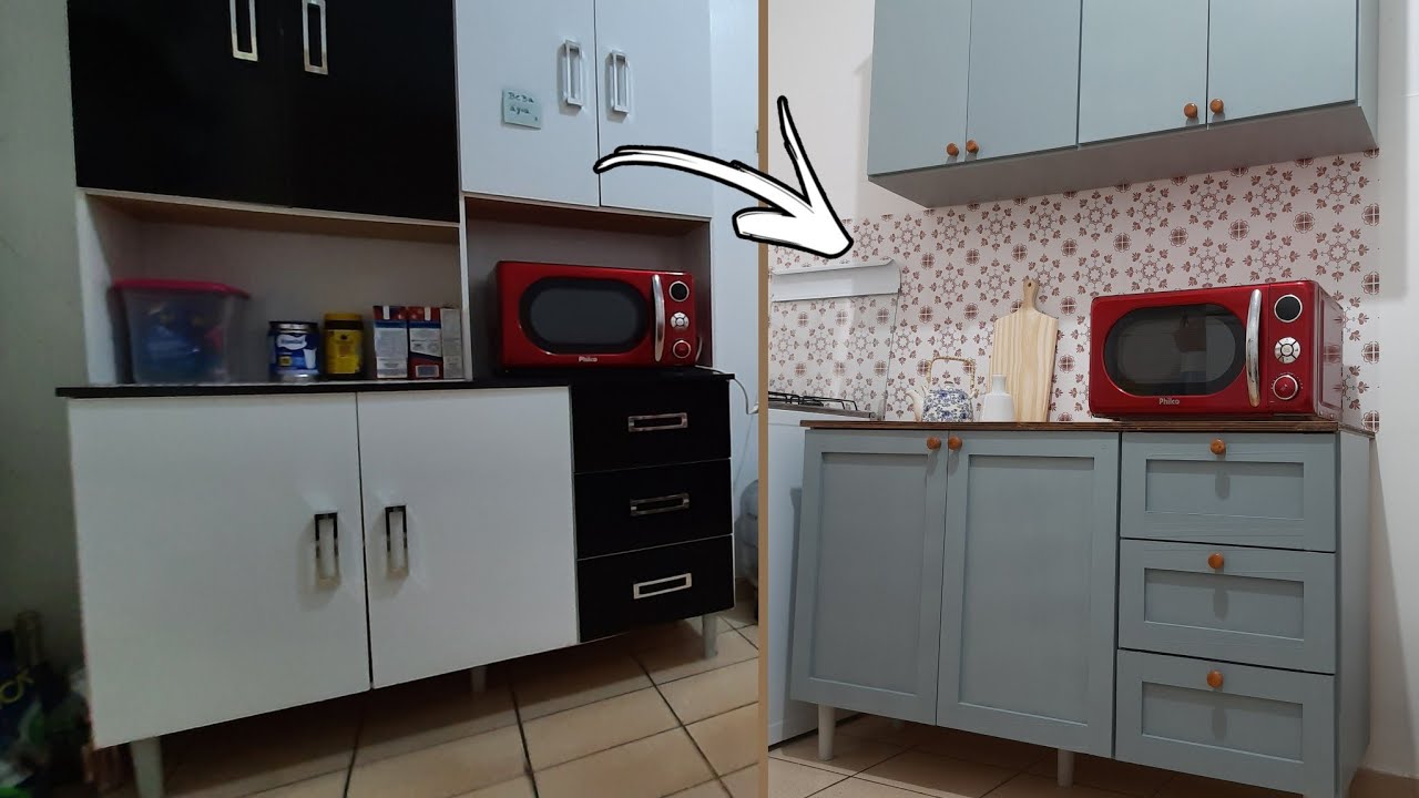 Transformação da Cozinha | O armario ficou pronto, começamos a reforma da mesa/cadeiras