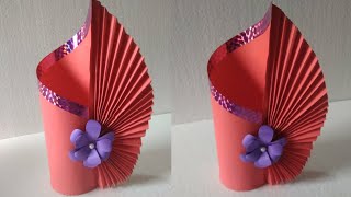 Flower vase Making with paper | paper flower vase | Diy flower vase.