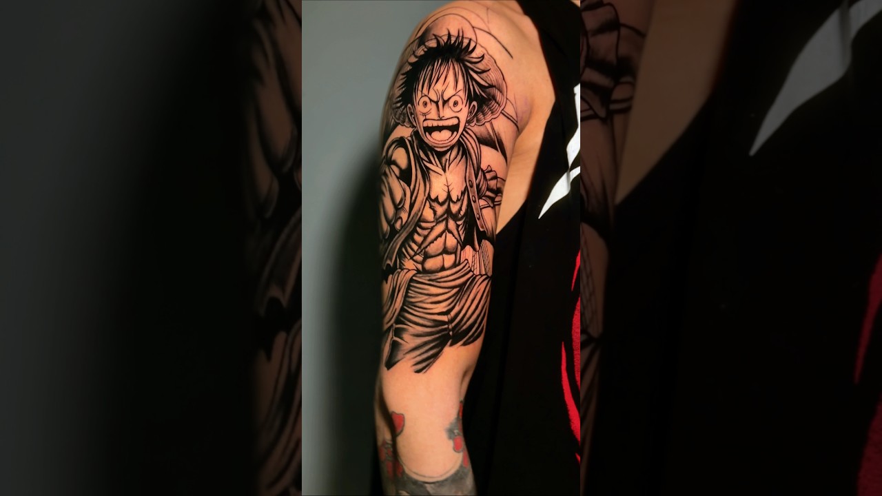 Luffy tattoo on arm ⚡ One Piece anime realism | Divinya Inkzone #animetattoo #onepiece #jalandhar