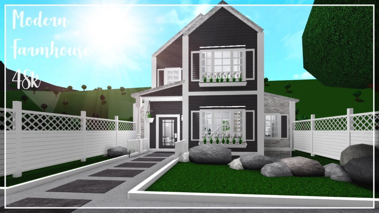 Modern Farmhouse 48k - Bloxburg Speedbuild - YouTube