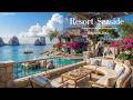 Gentle Piano Jazz in Resort Seaside | Smooth Jazz & Ocean Sounds in Quiet Morning for Study, Work
