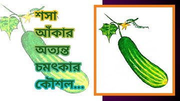 শসা আঁকা শিখুন সহজ কৌশলে /Cucumber drawing / How to draw a cucumber very easy step by step #art