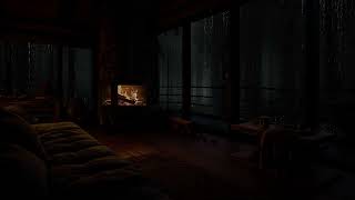 Peaceful Night  Cozy Cabin With Fireplace and Sounds of Rain for a Peaceful Rest